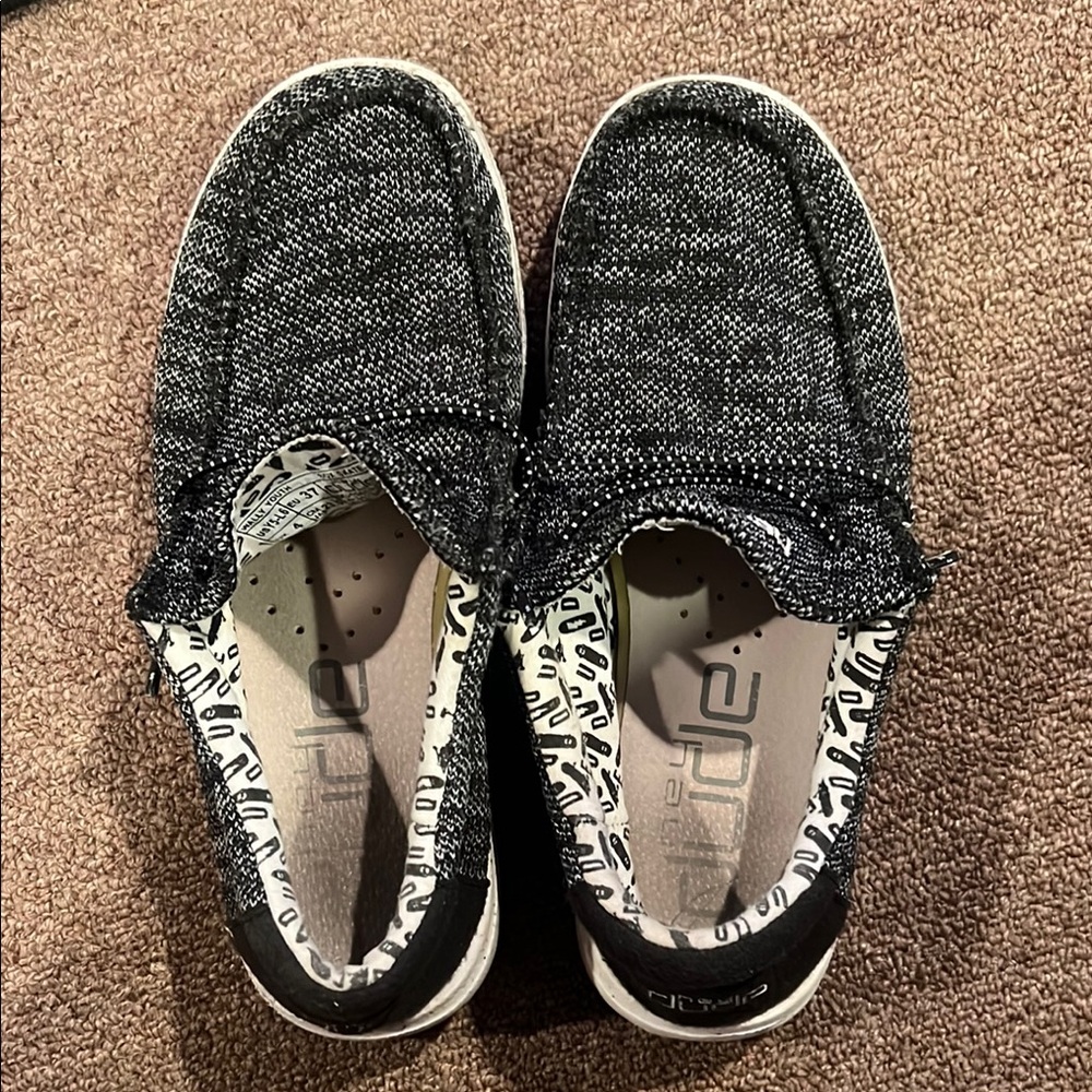 Hey Dude Kids' Black/Gray Slip-On Shoes